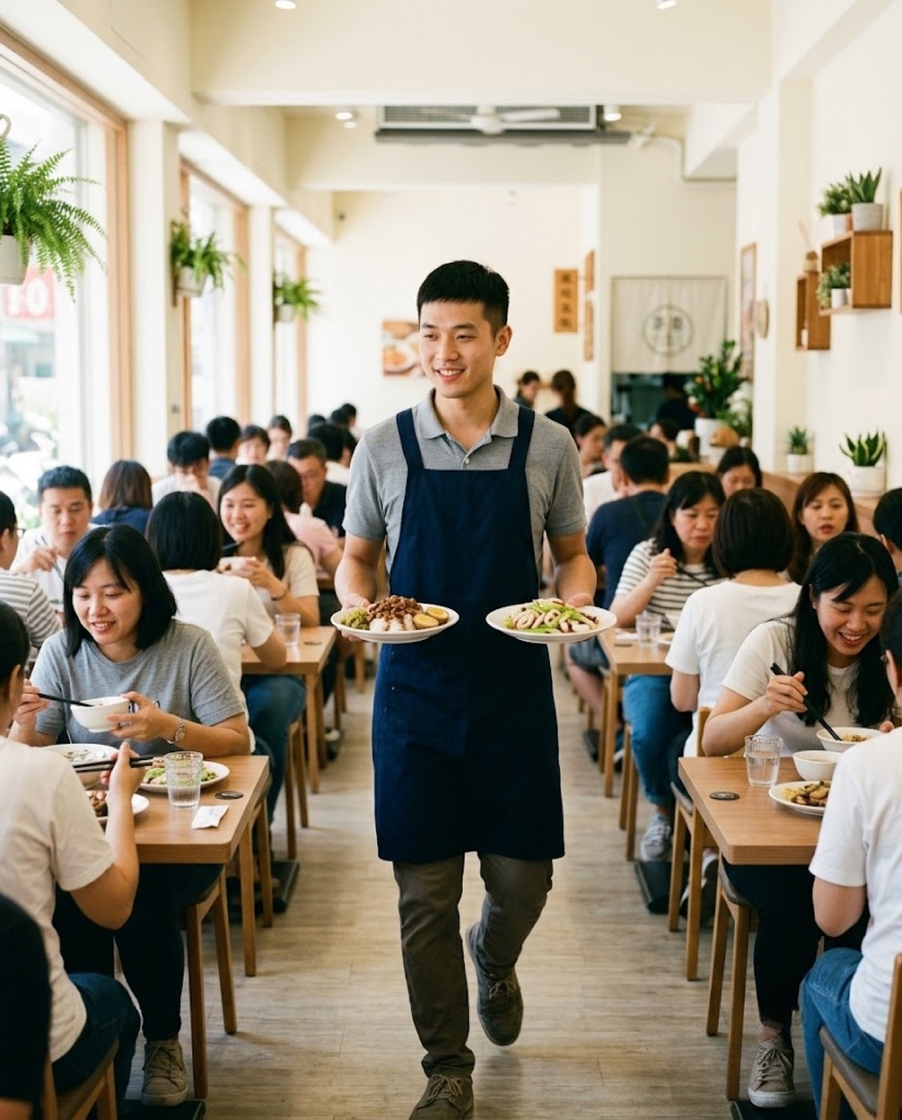餐廳外場人員在當班時查看今日訂位與候位狀況